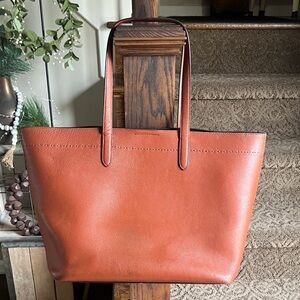 Cole Haan Tote Bag Payson Tan Brown Genuine Leather Body & Trim Shoulder Handbag